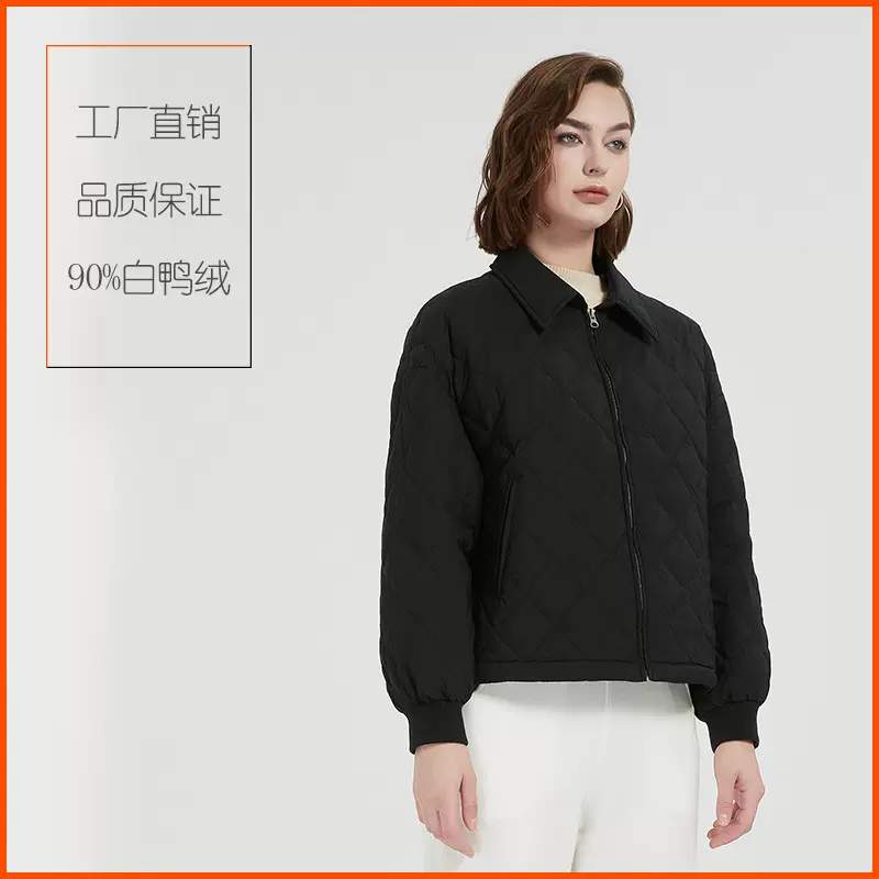 2024新款女衬衫短款轻薄羽绒服女士女式秋冬装翻领女装平湖批发