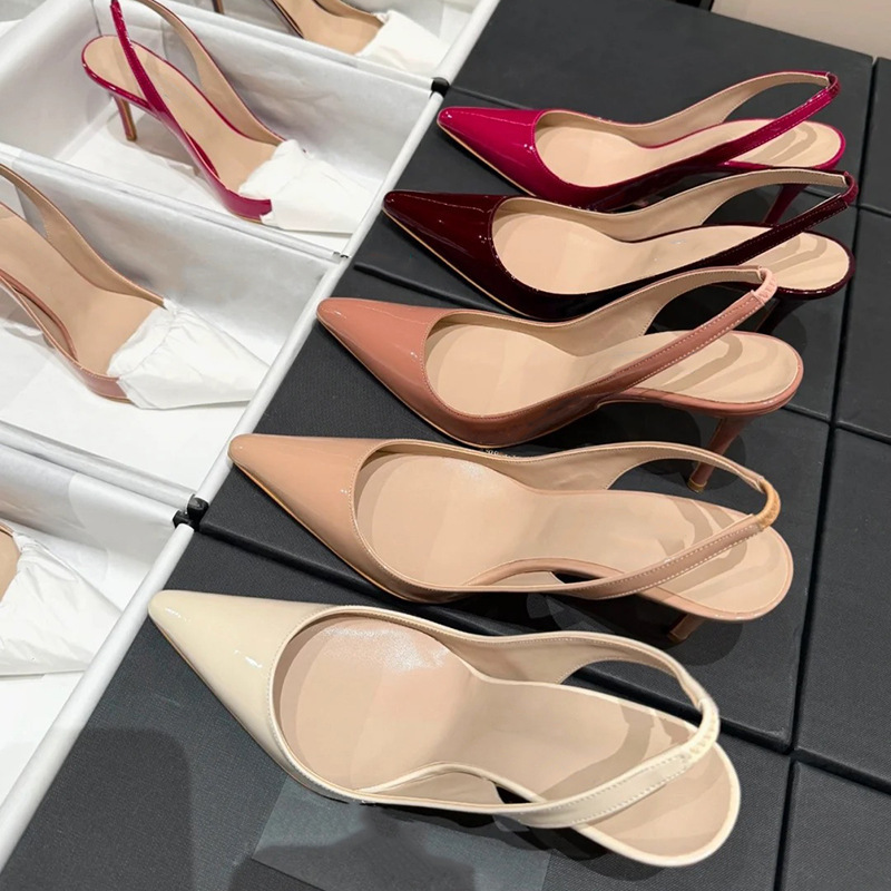 Zhou Ziran's Same Style Small Square Toe Shallow Mouth Back Empty Shoes 2025 Spring and Summer New Baotou Sandals High Heels Women's Stiletto Heels