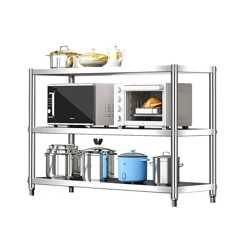 Fábrica directa de acero inoxidable gabinete de comedor gabinete de cocina mesa de té estante de piso de tres pisos estante de mesa de comedor