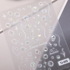 梦幻果冻泡泡美甲贴纸5D浮雕立体极光气泡蝴蝶结diy指甲贴纸 TJ款