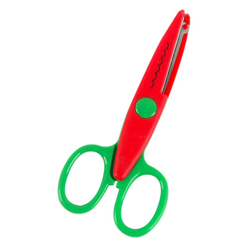 Tijeras de seguridad para niños hechas a mano de plástico álbum de bricolaje tijeras de encaje de 5 pulgadas fábrica al por mayor