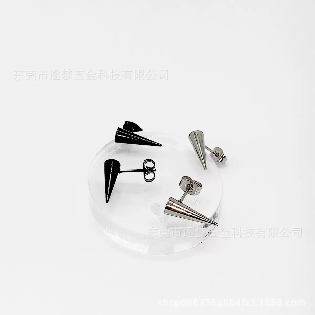 尖圆锥耳钉耳骨钉不锈钛钢银色黑色朋克新品个性小众穿刺厂家批发