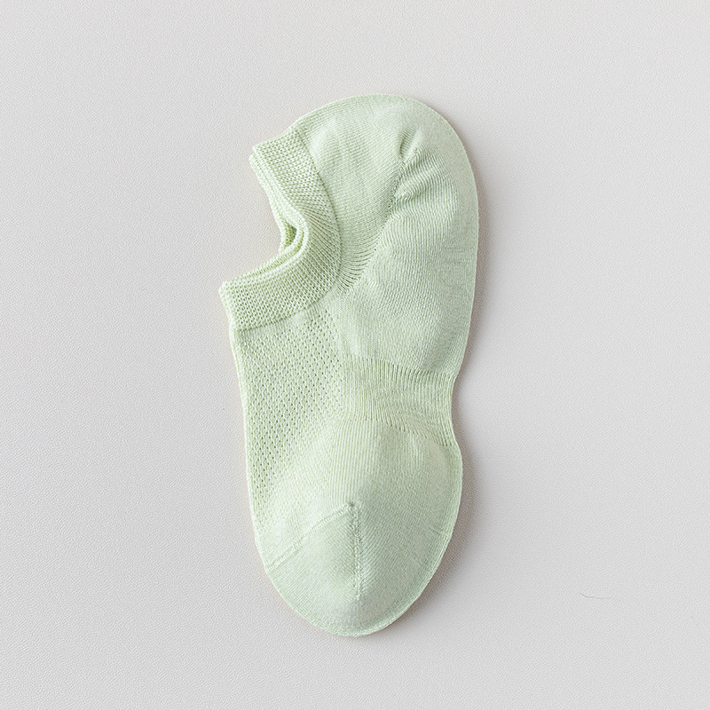 Calcetines de algodón de color sólido, calcetines de barco de malla de verano, calcetines de algodón sin hueso, embalaje independiente, calcetines invisibles