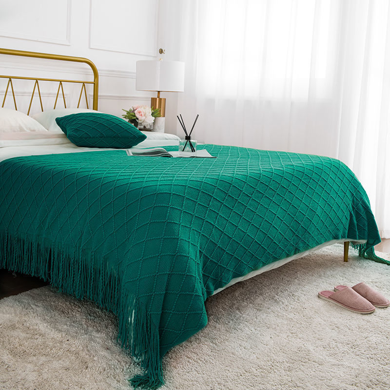 Toalla de cabecera retrógrada simple cama de alojamiento bandera cubierta decoración de apartamento de hotel red diamante jacquard bordilla