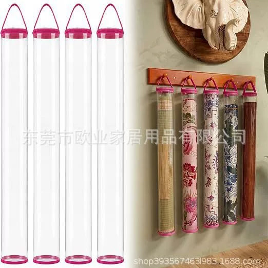 Mahjong mat storage bag, rose red PVC cylindrical design, with zipper closure, creative and reinforced, handheld, for storing mahjong tablecloths