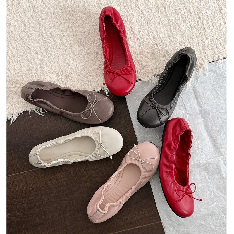 First Encounter with the Same Style of Shoes Worn by the Character Ji Zhai Nv, Bow-Knot Shallow-Mouthed Single Shoes for Women, 2026 New Ballet Shoes, Egg Roll Shoes First Encounter with the Same Style of Shoes Worn by the Character Ji Zhai Nv, Bow-Knot Shallow-Mouthed Single Shoes for Women, 2026 New Ballet Shoes, Egg Roll Shoes