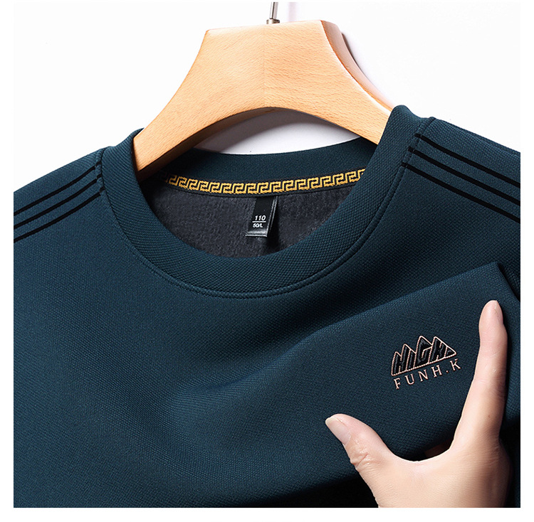 Men's Velvet Sweatshirt Round Neck Warm Casual Winter Pullover_voghion.com
