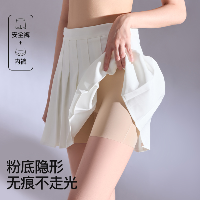 薄型ハイウエストリキッドファンデーション目に見えない痕跡のない安全下着女性の露出防止レギンスツーインワン通気性安全パンツ|undefined