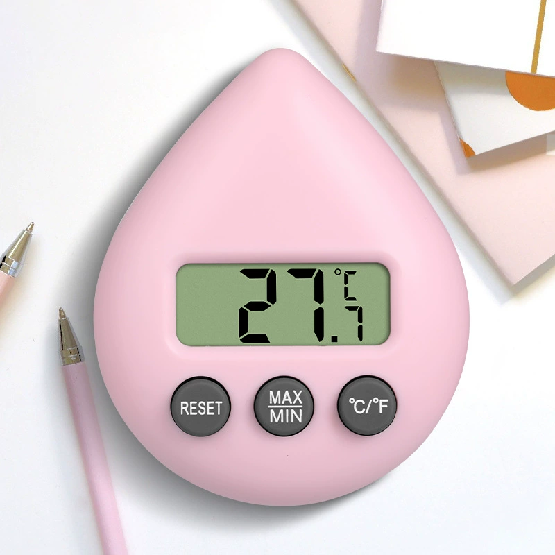 Обработка на заказ электронного термометра с каплями воды, комнатный Измеритель температуры и влажности, креативный термометр