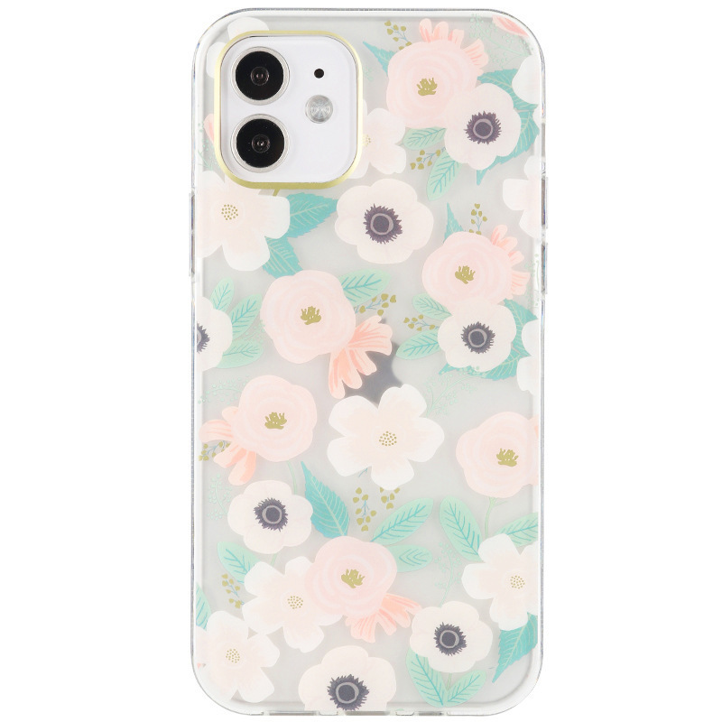 Applicable to iPhone 12Promax floral phone case Apple 11 transparent drop-resistant hard case soft edge protective case