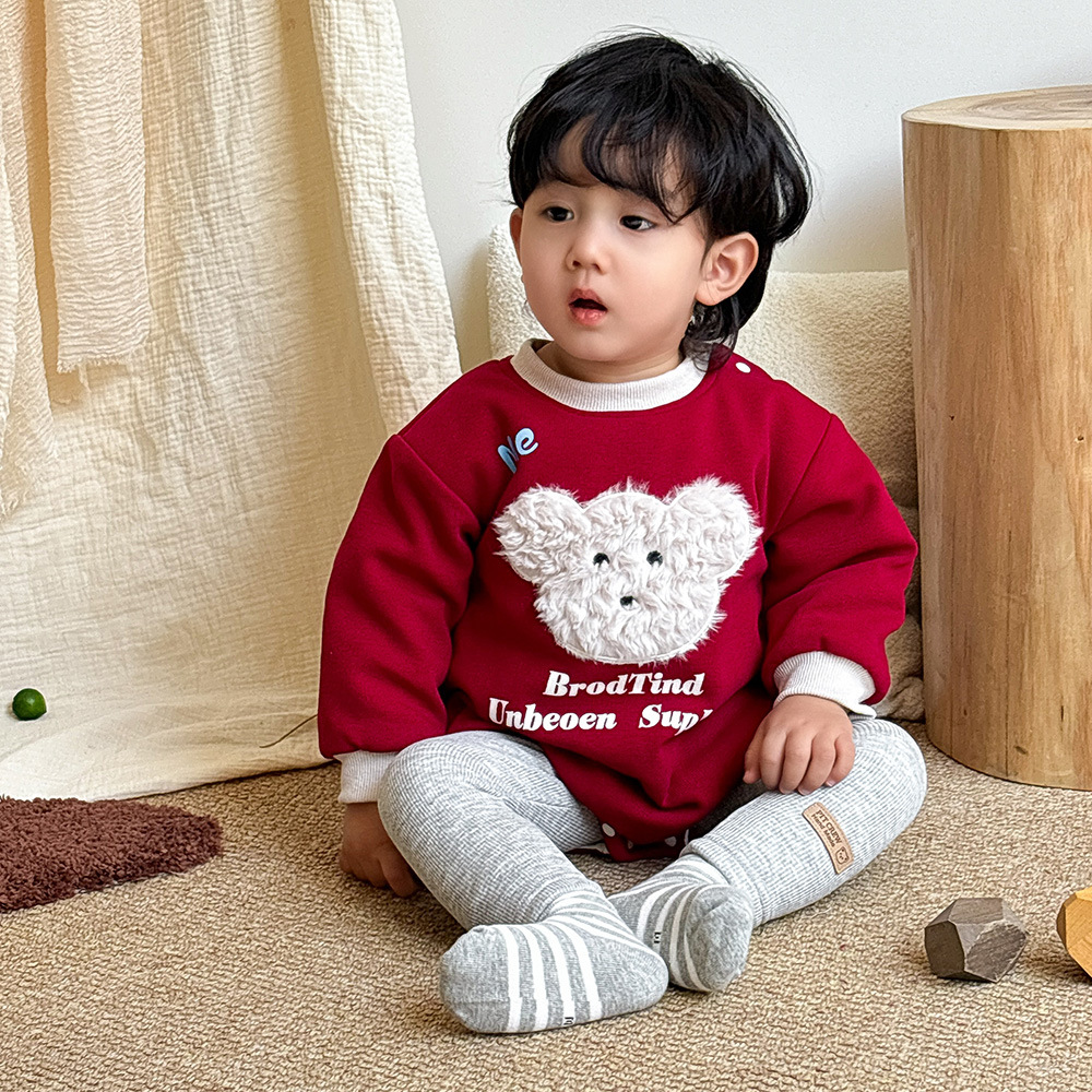 Ropa de bebé otoño e invierno mamelucos triangulares ropa de bebé más mono de terciopelo