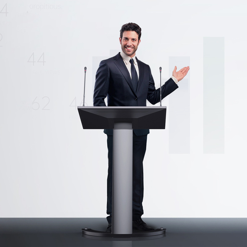 Conferencia inteligente elevación eléctrica plataforma multimedia plataforma de conferencias plataforma de conferencias plataforma de pantalla táctil plataforma de anfitrión móvil plataforma de bienvenida