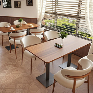 Trendy Soft-Packed Solid Wood Chair Tea Restaurant Retro Coffee Shop Baking Milk Tea Western Dining Table and Chair Set Commercial Table