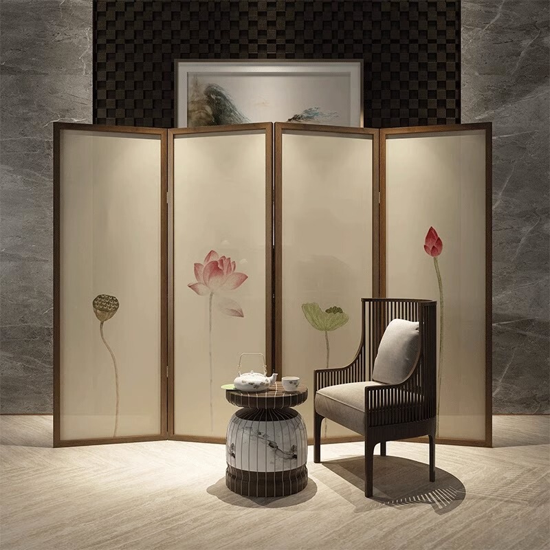 New Chinese Style Folding Screen Mobile Solid Wood Partition Living Room Simple Modern Office Hotel Entrance Blocking Folding Screen New Chinese Style Folding Screen Mobile Solid Wood Partition Living Room Simple Modern Office Hotel Entrance Blocking Folding Screen