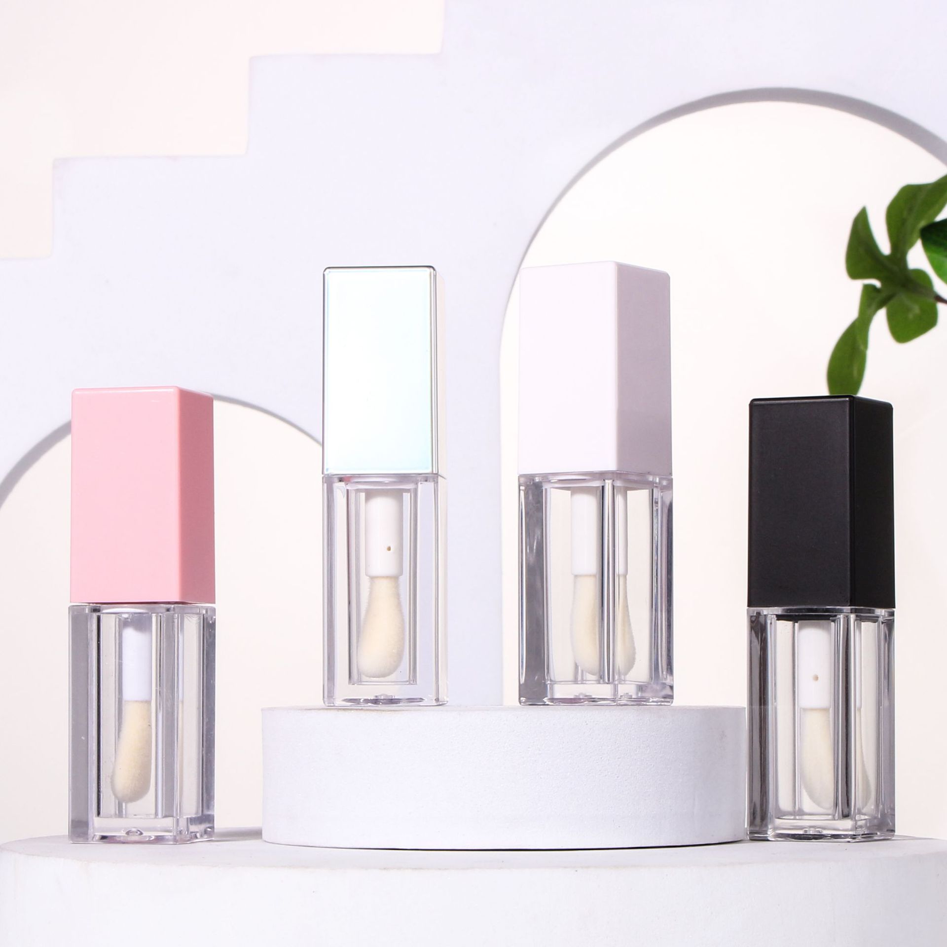 5ml方形透明唇彩管粗杆子大刷头唇釉瓶镭射银化妆品唇蜜分装容器