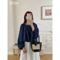 早秋高级感气质文艺法式套头宽松大版衬衫女减龄套头衫衬衣ZLG13