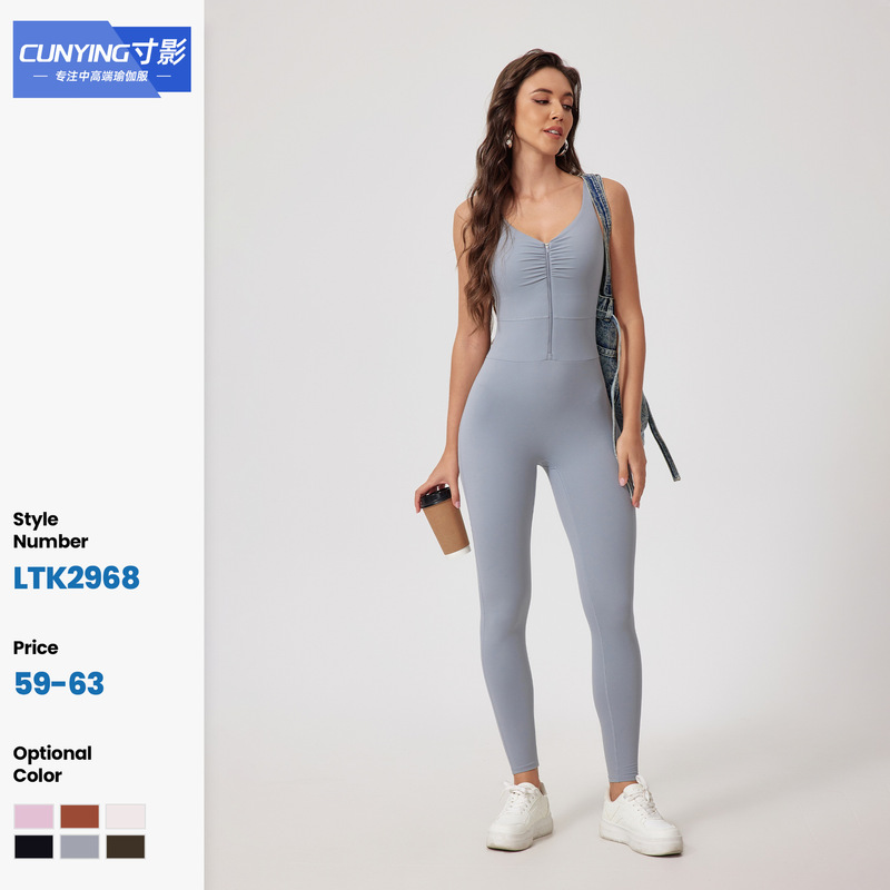 Cross-border Zipper Scrub Naked Tight Yoga Jompon Outdoor Sports Jompon Quick-drying Running Fitness Suit Cross-border Zipper Scrub Naked Tight Yoga Jompon Outdoor Sports Jompon Quick-drying Running Fitness Suit