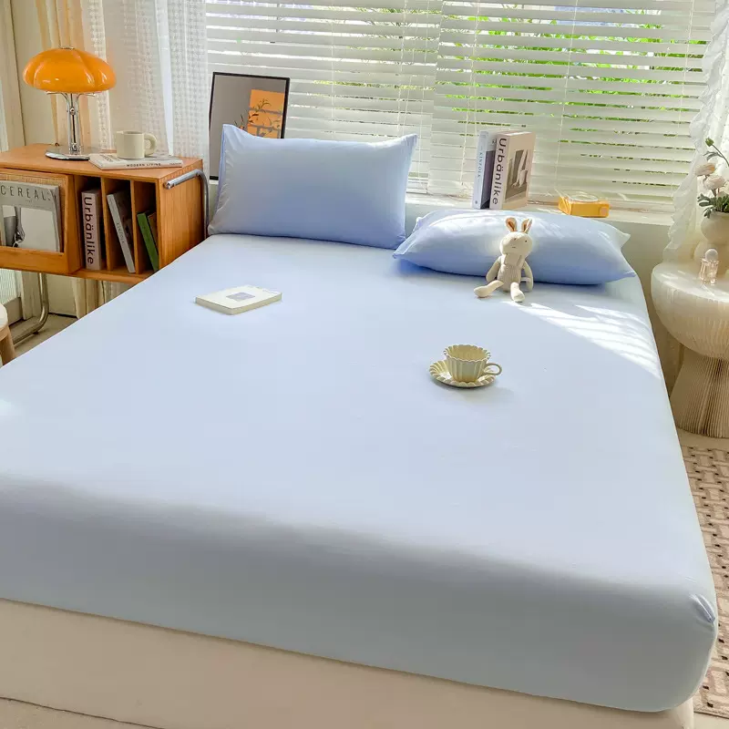 a类母婴级纯棉床笠三件套纯色水洗棉裸睡床罩床单全包床垫保护套