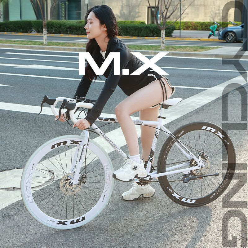 Variable-Speed Fixed-Gear Bicycle for Adults and Students, Men and Women, Trendy and Stylish, with Solid Tires, Road Racing Bike Variable-Speed Fixed-Gear Bicycle for Adults and Students, Men and Women, Trendy and Stylish, with Solid Tires, Road Racing Bike