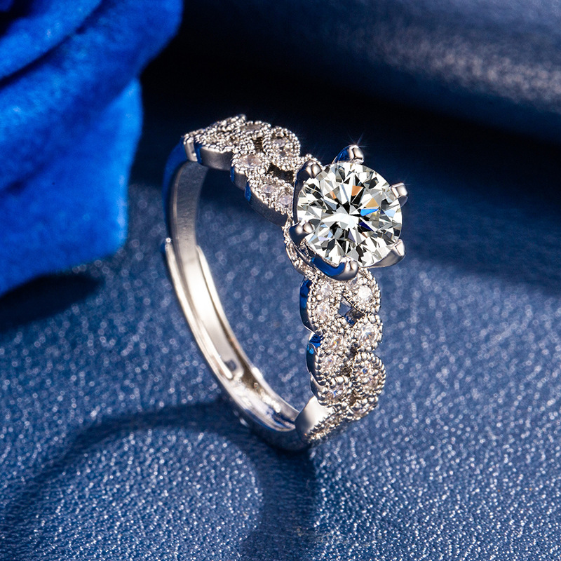 Cross-border exclusive supply wholesale 1 karat diamond ring creative light luxury style 100 fashion marriage proposal engagement ring women