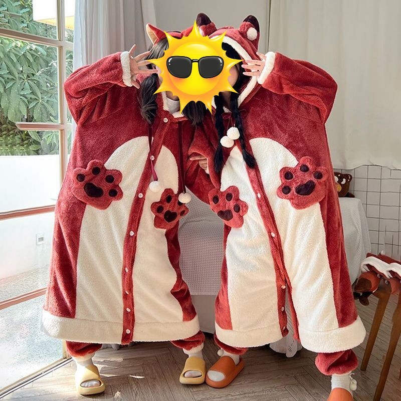 サンゴのぬいぐるみの家の服の恐竜のパジャマの女性の厚い漫画のかわいいカップルのパジャマの冬のぬいぐるみのパジャマの動物の連体|undefined