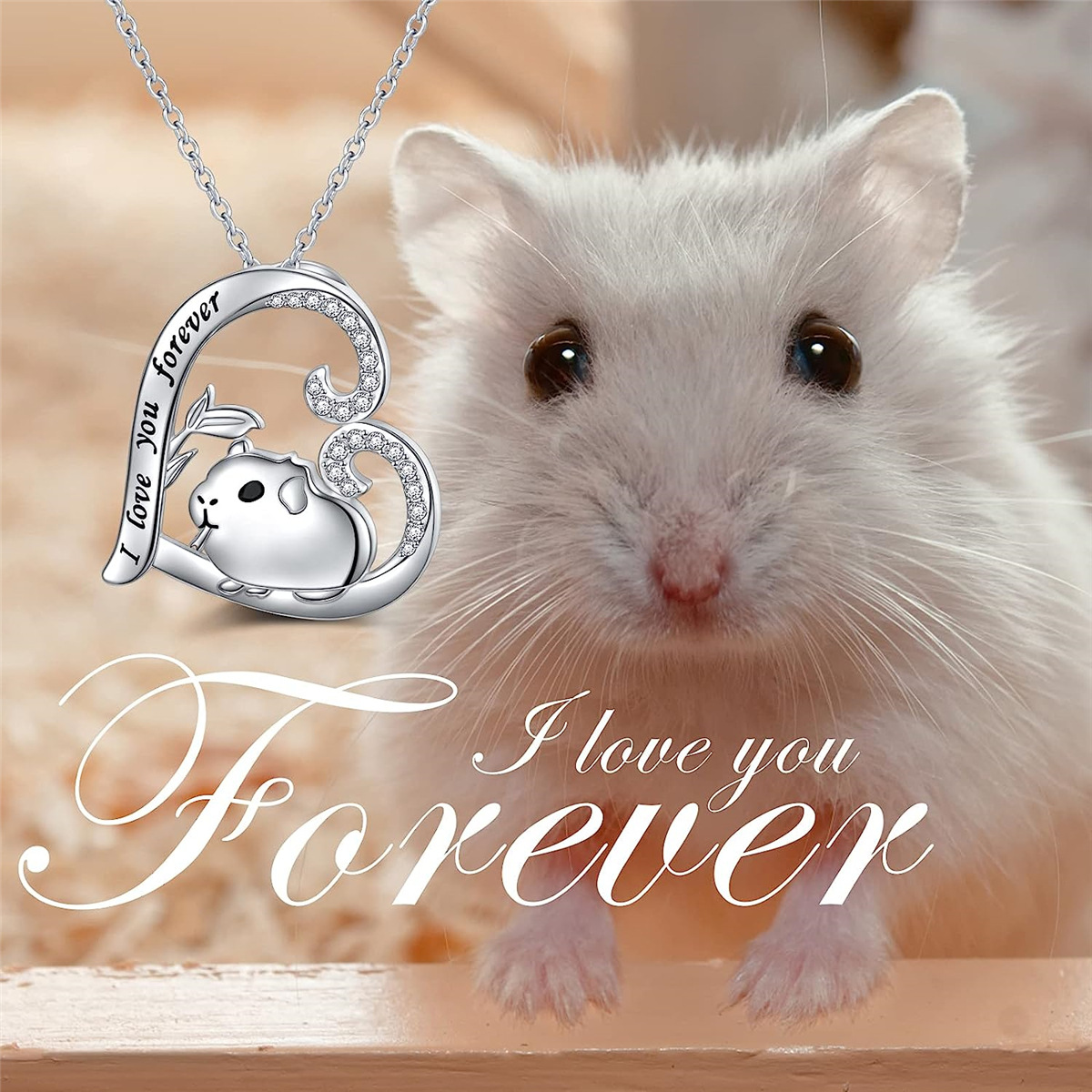 Heißer Verkauf Einfache Und Niedliche Herz-förmigen Diamant Intarsien Hamster Anhänger Halskette, Modische frauen Schmuck_voghion.com
