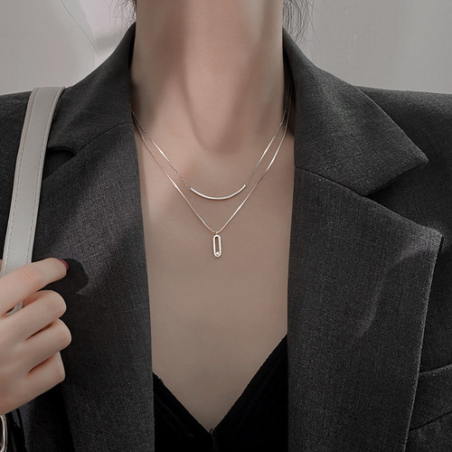 Korean version of ins style star moon pearl necklace for women, light luxury and versatile butterfly titanium steel necklace, female student best friend accessories