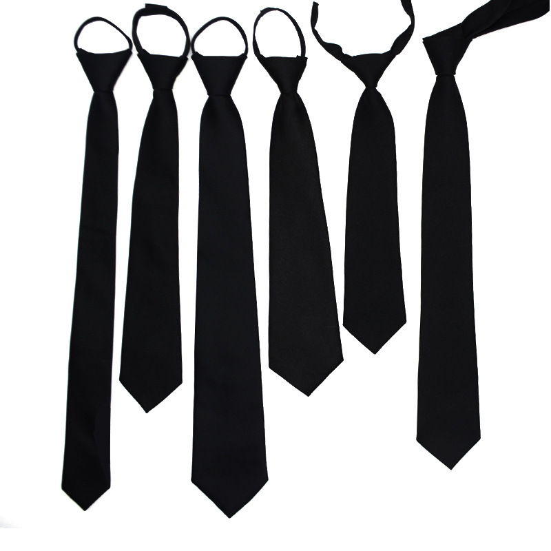 Zipper tie black hand-tied lazy free casual professional formal wear business suit men and women host wedding