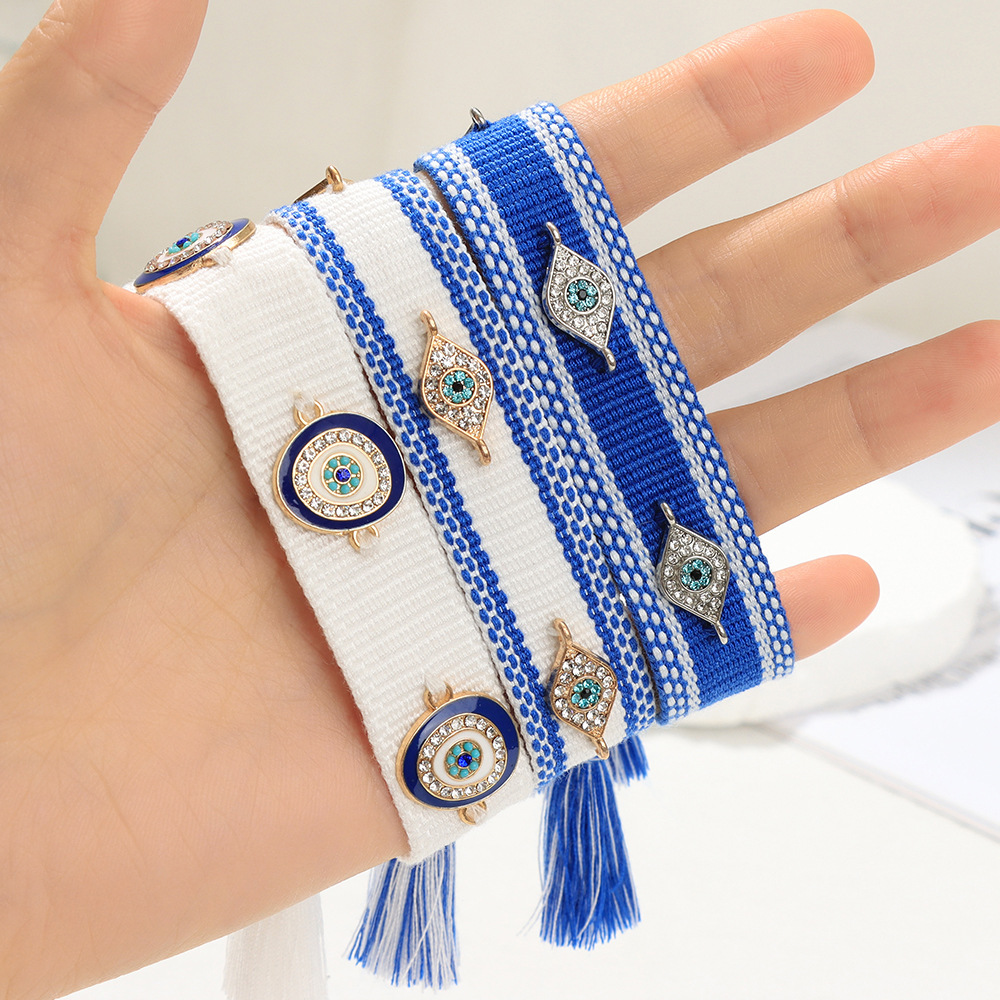 10g Weight Rhinestones Inlay Material Bracelets Classification Polyester Chain Material 1 Piece Quantity Holiday, Daily Occasion Polyester Material Devil's Eye, Heart Shape Pattern Unisex Gender Tassel, Braid, Inlay Design Casual Style Casual Devil's Eye Heart Shape Rhinestones Polyester Wholesale Bracelets 9
