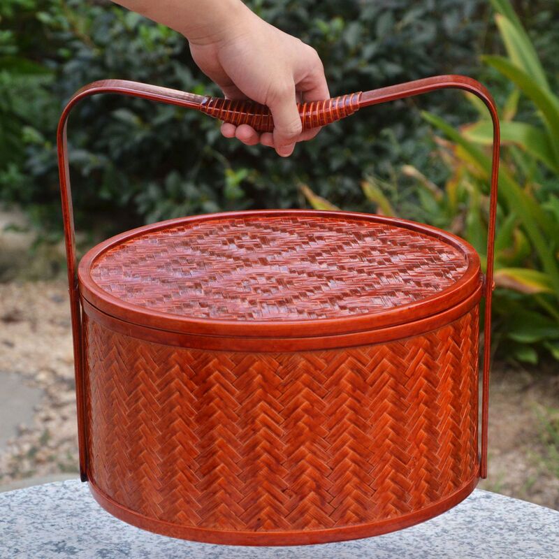 竹編みのバスケットの食品箱の茶器の収納箱の結婚祝いの民宿のバスケットの清潔なバスケットの竹編みの包装のバスケット|undefined