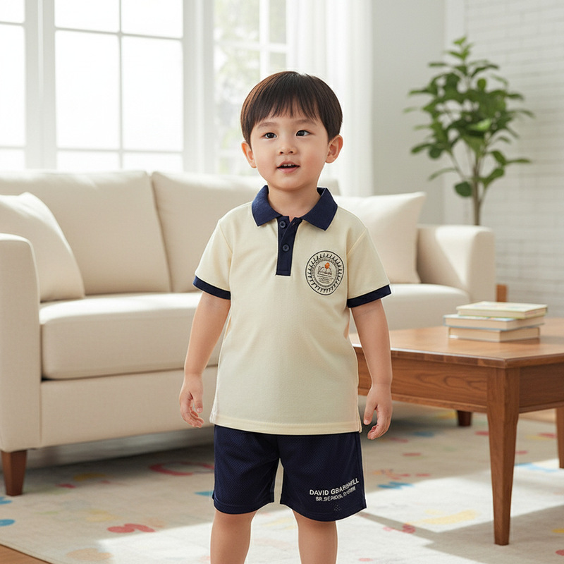 Clearance low price children's casual wear short sleeve shorts sportswear suit parent-child male and female students mesh breathable cool