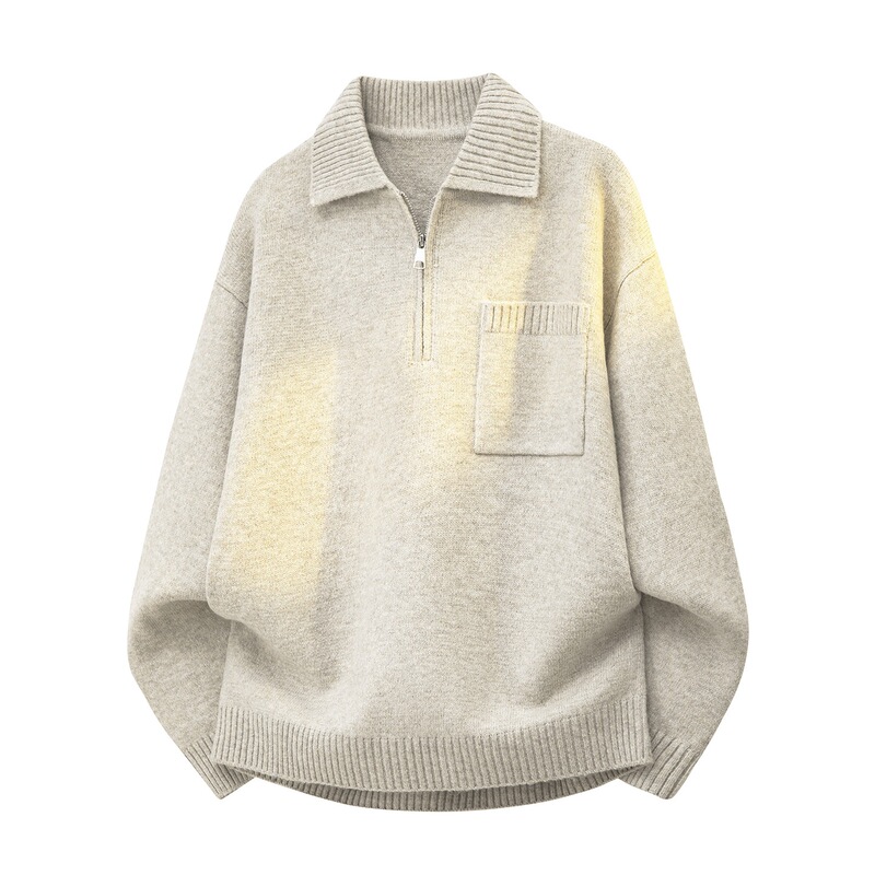 Men's collared sweater, autumn/winter 2026 new collection, solid color, high-density knit, warm inner layer sweater Men's collared sweater, autumn/winter 2026 new collection, solid color, high-density knit, warm inner layer sweater