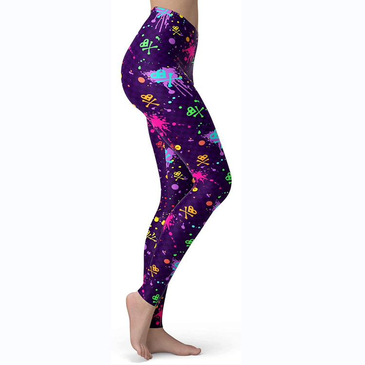 Abbigliamento da donna multicolore stampato slim fit fianchi sollevamento snellente grandi dimensioni corsa yoga fitness leggings_voghion.com
