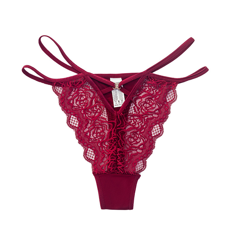 [Customized Processing] Sexy Lace Thong Panties Pure Desire Hollow Out Lingerie Women's High-Cut Seamless Sports T-Pants