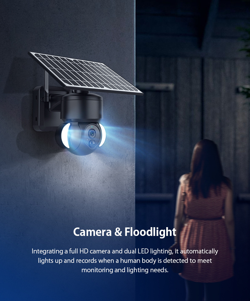 800万无线WiFi双目摄像机 跨境4G太阳能监控10倍变焦