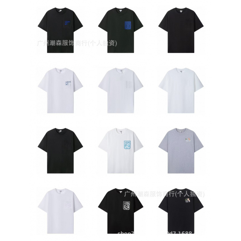 Cross-Border High-End Version of the Same Classic Embroidered Logo T-Shirt by Luo Jia Loe Yi Wei Lei Zi, Unisex Loose Pullover Short-Sleeve T-Shirt