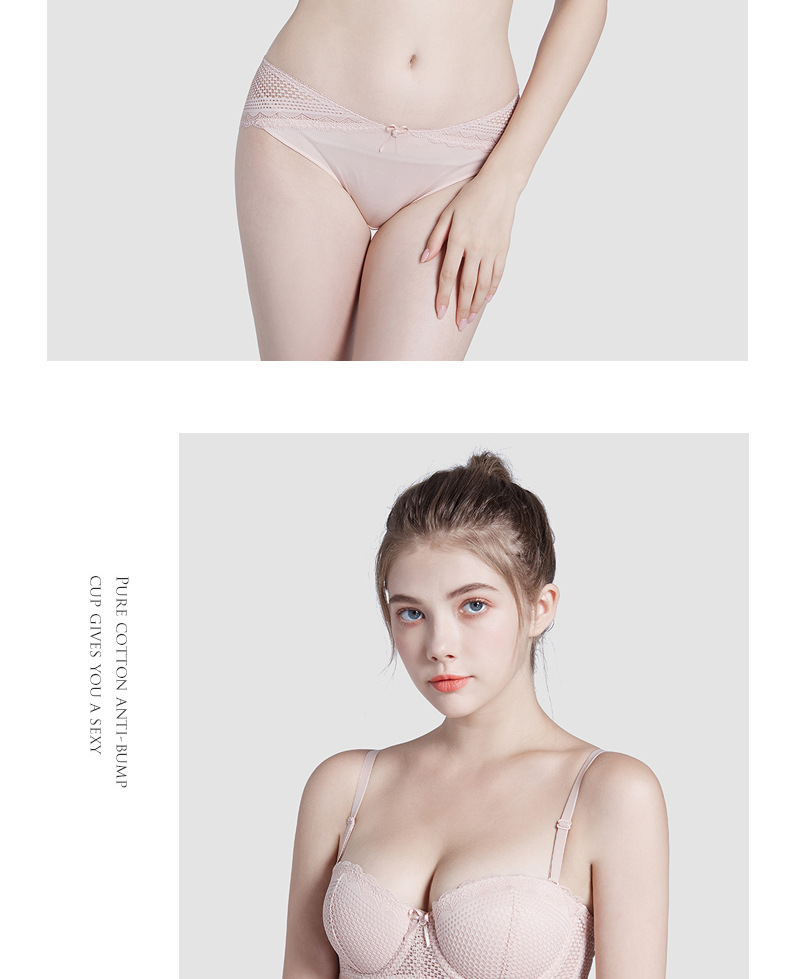 Bielizna Half Cup Girl Gathers to Gather Side Breast Sexy Lace with Steel Ring Bra Set_voghion.com