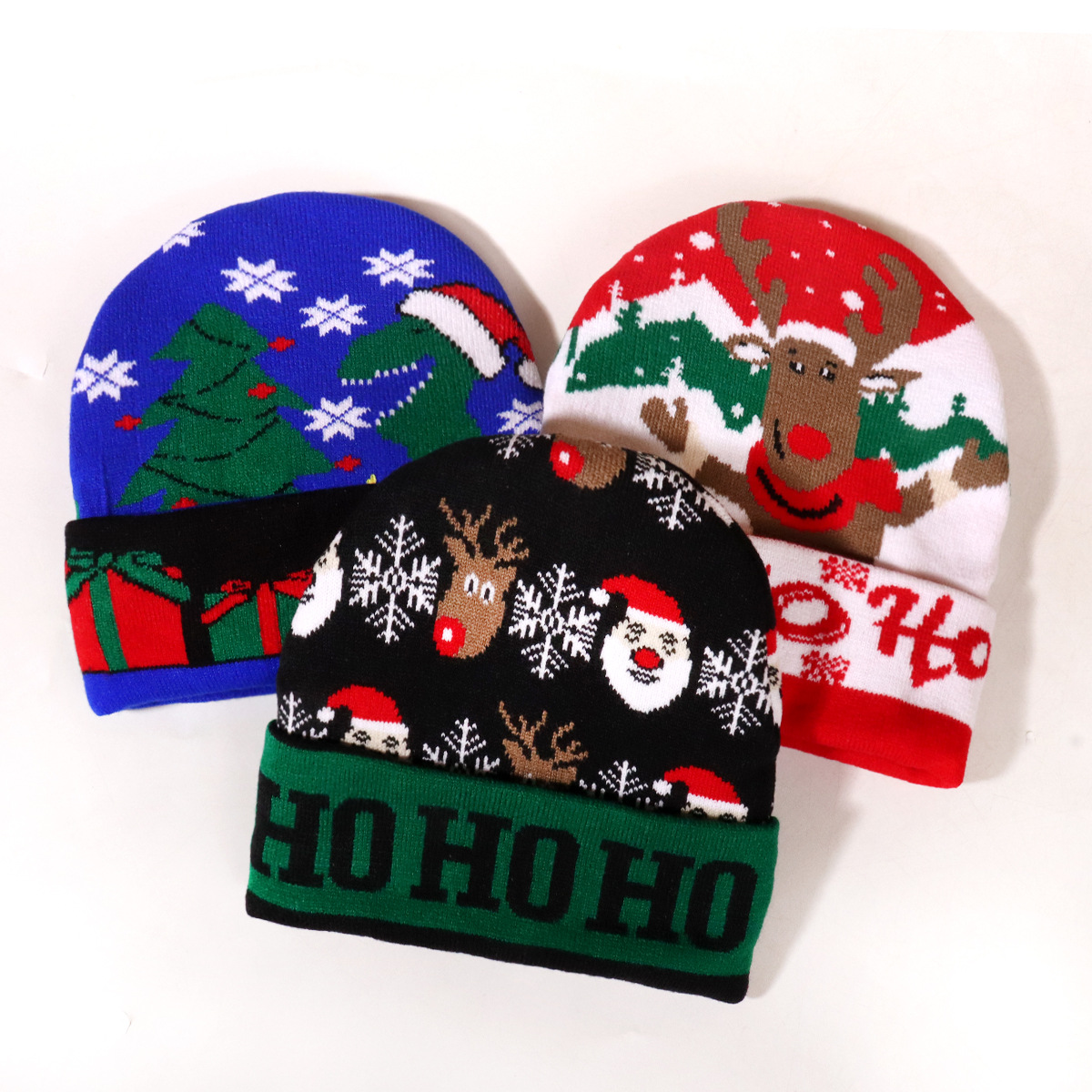 Unisex Christmas series jacquard knitted hat simple men and women alike_voghion.com