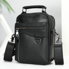 外贸热推真皮男士单肩包商务通勤小挎包简约高档竖款斜挎包皮包男