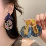 印花小众几何欧美耳钉