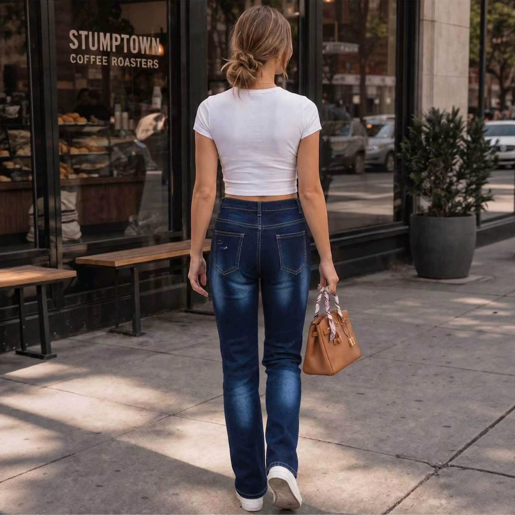Jeans Ajustados de Cintura Alta Tipo Lápiz para Mujer en Mezclilla de Algodón, Alta Elasticidad, Lavado image 5