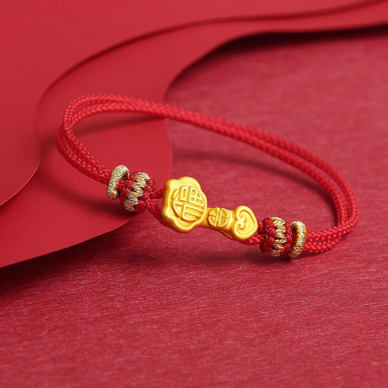 Braccialetto portafortuna in oro sabbia vietnamita, tutto va bene, bracciale in rame placcato oro, gioielli di coppia dal vivo_voghion.com