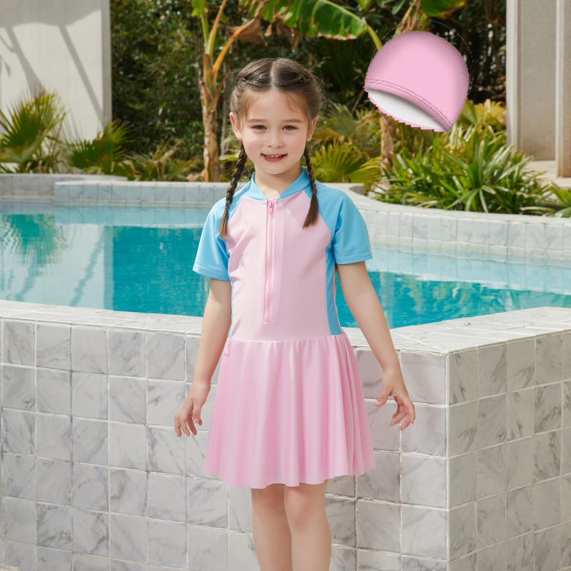 Traje de baño de comercio exterior para niños, protector solar para niñas, traje de baño de dibujos animados de secado rápido, vestido de princesa de una pieza para bebé, traje de baño, traje de surf
