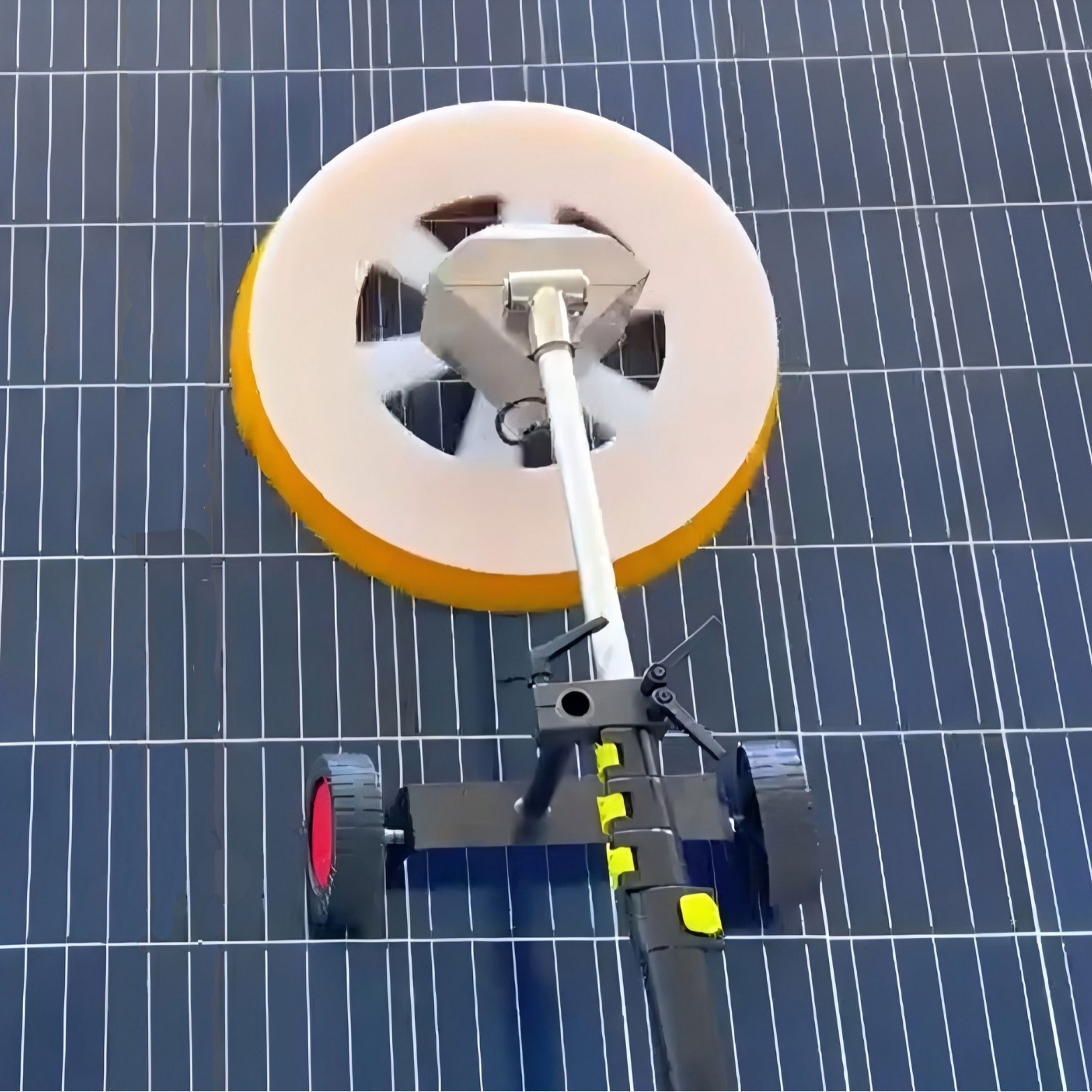 洁能光伏清洗刷手持式伸缩杆电动清洁刷便携式屋顶光伏清洗设备