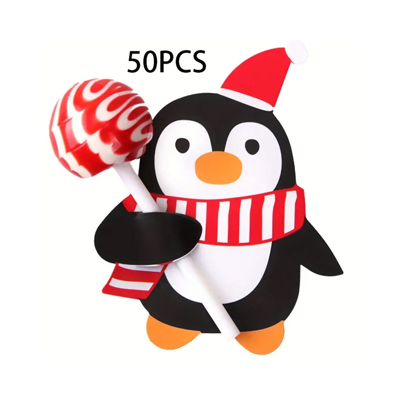 クリスマスキャンディープレゼント包装サンタクロースペンギンロリポップ紙カード装飾カード50枚|undefined