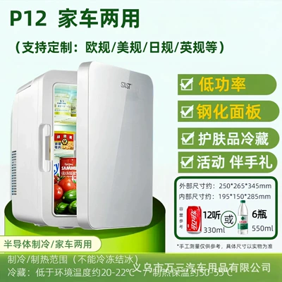 Soyuducular — Beauty Refrigerator - p12-starlight-silver-tempered-surface-dual-purpose-for-home-and-car-use