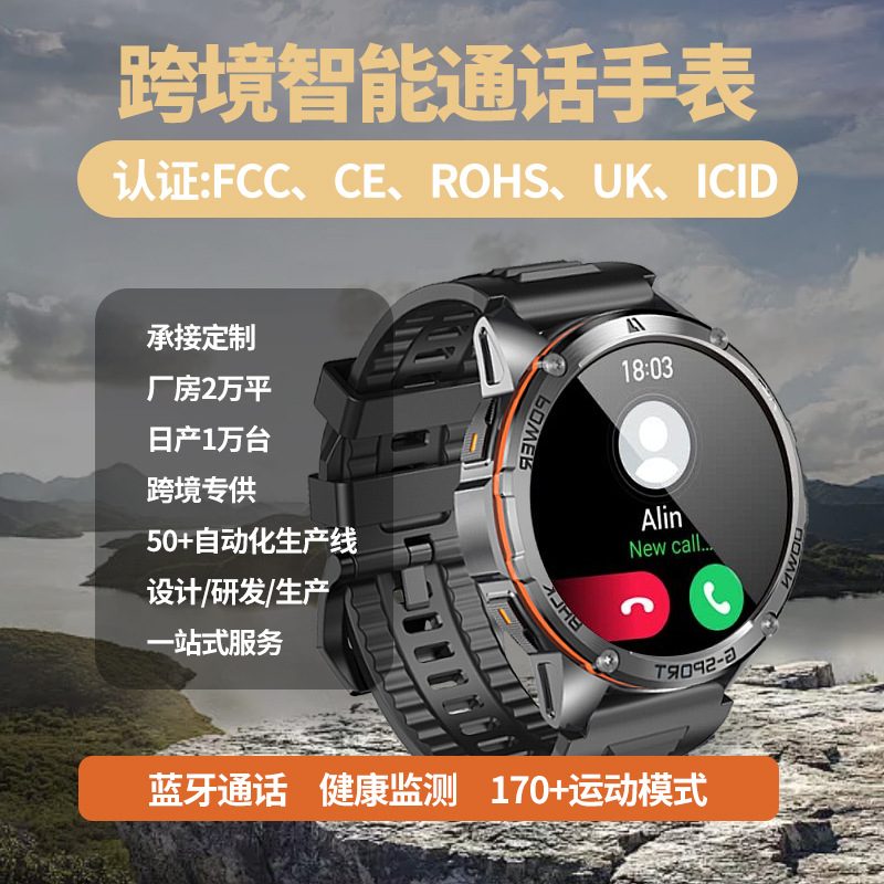 W30亞馬遜GPS智能手表衛(wèi)星定位健康心率IP69防水藍(lán)牙通話手環(huán)加工