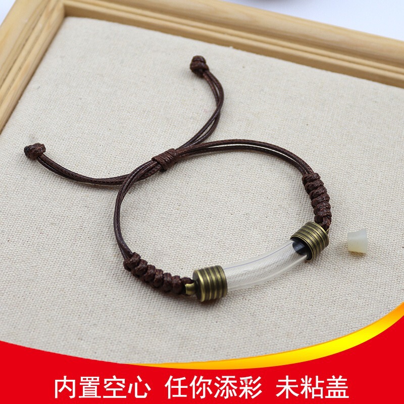 Glass Elbow Bracelet Cinnabar Bottle Bracelet Put Cinnabar Cinnabar Hair DIY Hand Braided Rope Couple Bracelet Glass Elbow Bracelet Cinnabar Bottle Bracelet Put Cinnabar Cinnabar Hair DIY Hand Braided Rope Couple Bracelet