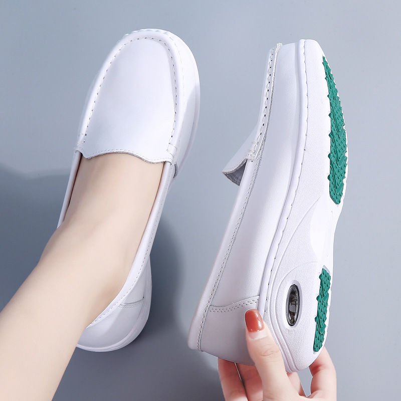 2023 New Cowhide EVA Air Cushion Hospital White Nurse Shoes Comfortable Soft Sole Trendy White Shoes