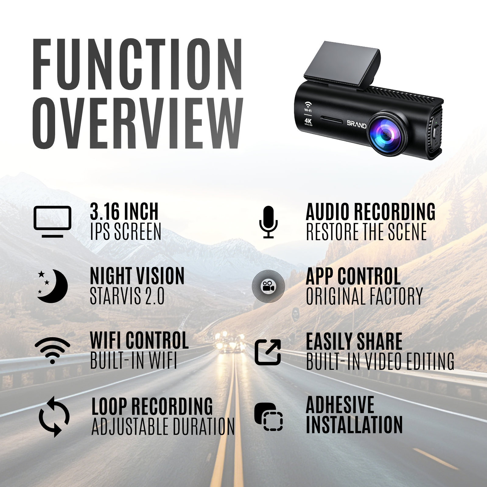 New model dashcam, exclusively for Amazon and Mercado, featuring 4K high-definition front and rear recording, GPS, and high-definition factory quality